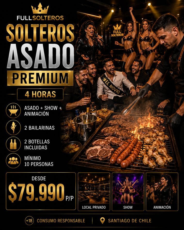 Plan Solteros Asado Premium despedida de soltero Santiago
